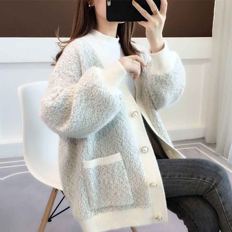 Chenille Coat Sweater Knitted Cardigan Plus Size Plus Size Women's Fat Girl Loose Top Thickened
