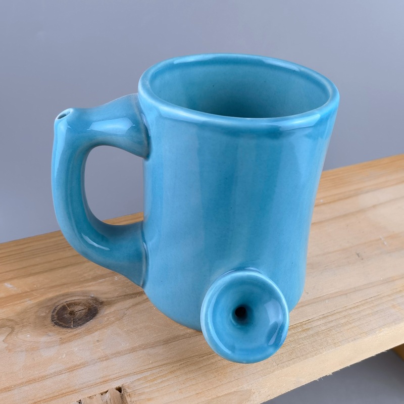 Taza de café de pipa de cerámica clásica Taza de café de pipa de cerámica transfronteriza Taza de café de cáñamo negro para fumar Taza de café