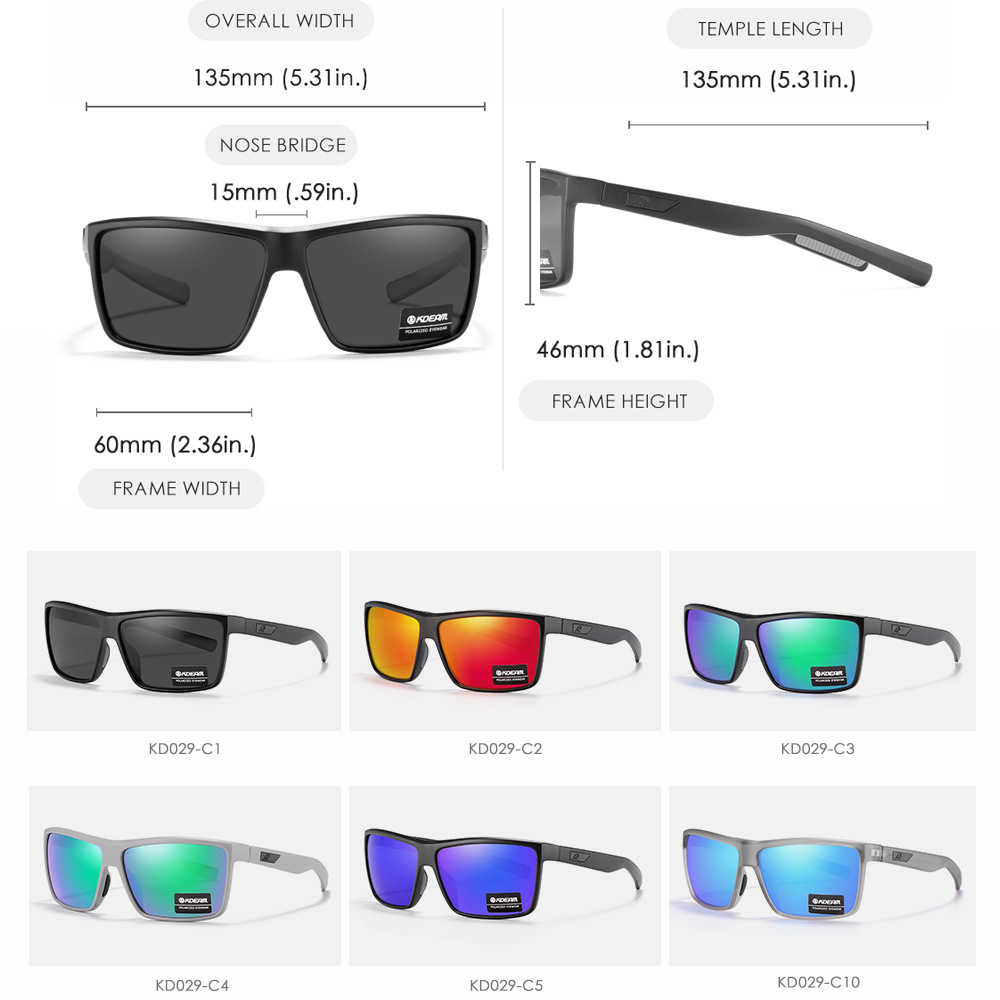 KDEAM neue quadratische rahmen brille männer fahren polarisierte sonnenbrille outdoor reise anti UV400 sonnenbrille KD029_voghion.com