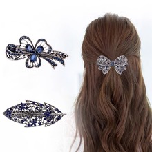 蝴蝶结镶钻水晶发夹镂空复古花朵弹簧夹时尚女式抓夹头饰精美发饰