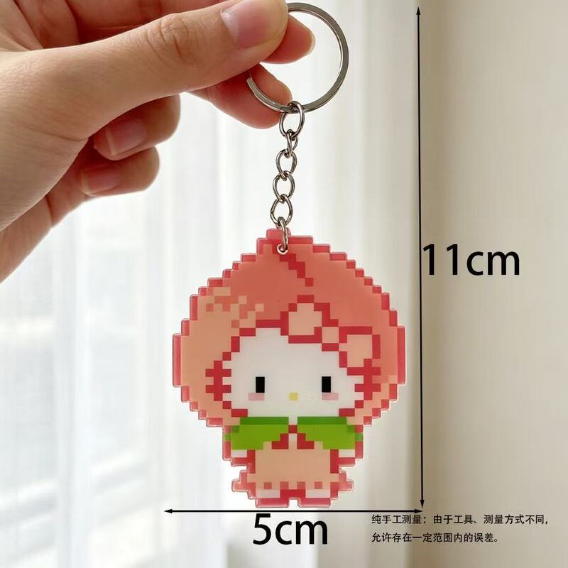 kt fruit bead cartoon pixel pendant acrylic cute keychain student bag backpack gift decoration for best friends