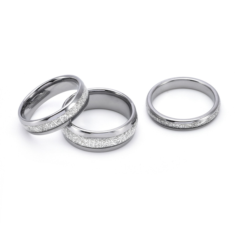 Tungsten Steel Material Geometric Pattern Retro Modern Style Geometric Tungsten Steel Plating Unisex Rings Men Band Rings