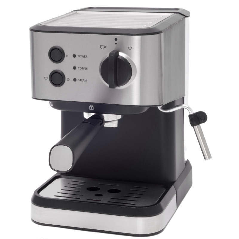 Cafetera de 1050W para uso doméstico, suministro transfronterizo para comercio exterior, pequeña, semiautomática, tipo vapor de alta presión para espumar leche, estilo retro.