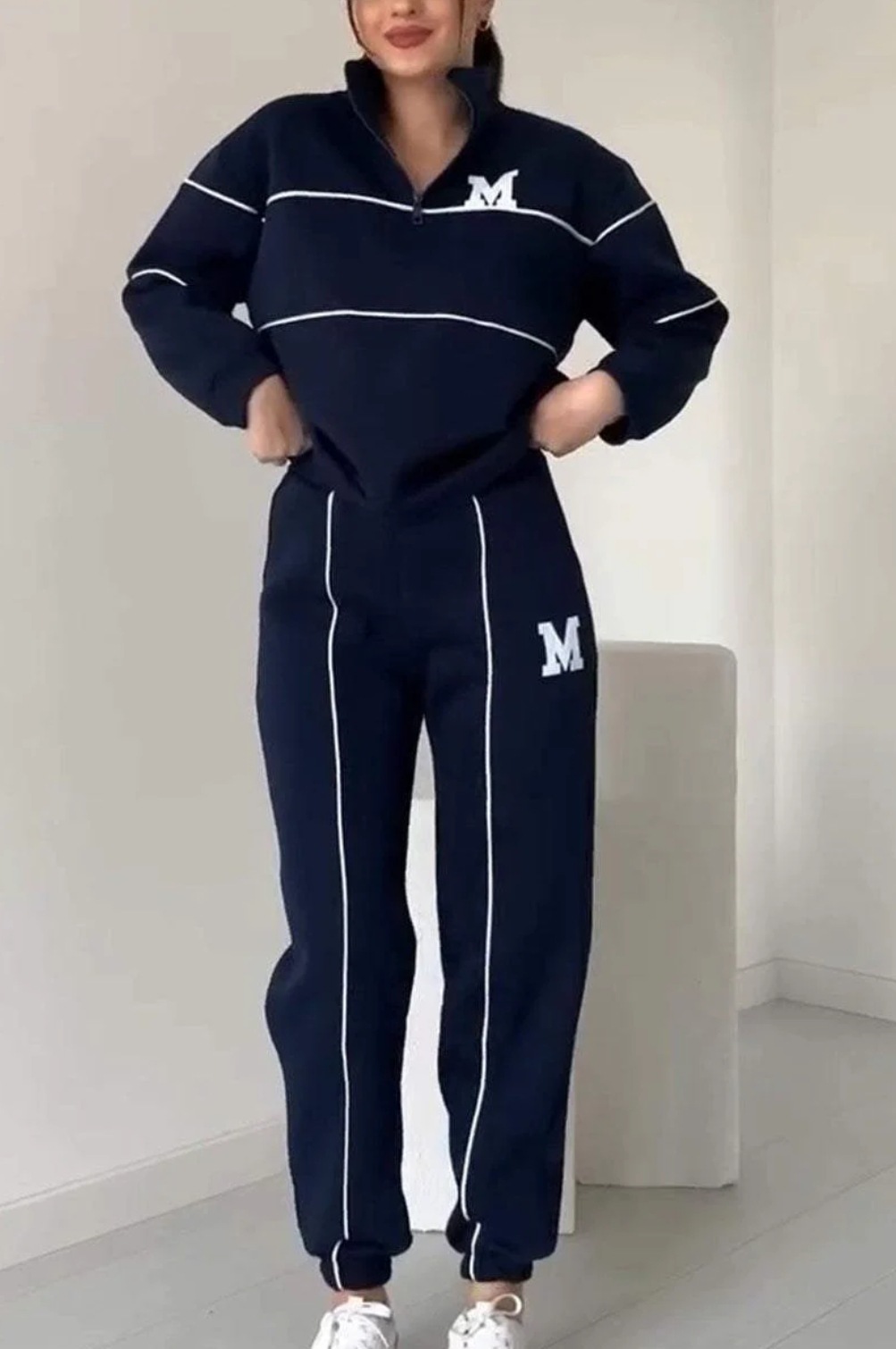 Damenbekleidung Herbst und Winter neue Sweatshirt Brief Langarmhose lässiger Sportanzug_voghion.com