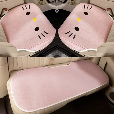 all seasons, cartoon cute design, Seat cushion, seat cover - cotton-and-linen-kt-cat-pink-three-piece-set