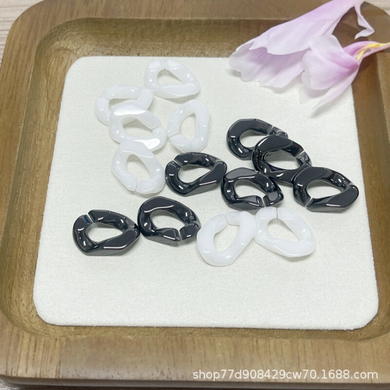 12*5mm Denim Chain Grain Ceramic Cuban Chain Loose Grain European and American Hot-Selling Wear-Resistant Bracelet Necklace Jewelry Accessories