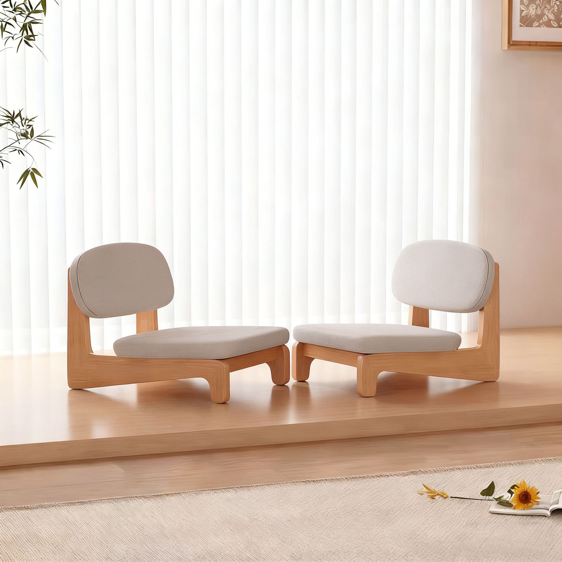 다다미 티 체어 2개 - 재고 준비 및 빠른 배송