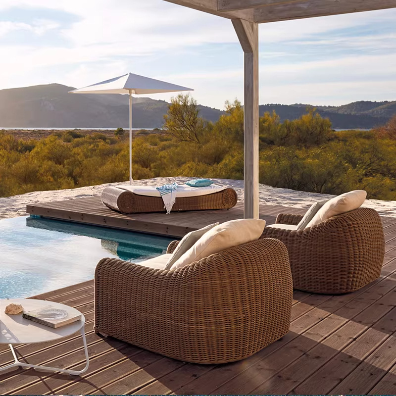 Sofá de caña al aire libre de alta gama patio villa de ocio combinación de hotel alojamiento residencial jardín al aire libre terraza muebles tejidos