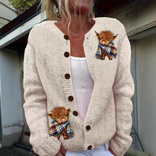 2025外贸新款3D数码印花开衫针织外套女装早春秋源头工厂批发