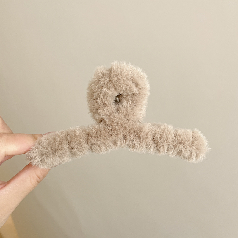 Otoño e invierno, clip de peluche Maillard, clip de tiburón en la parte posterior de la cabeza de alta calidad, volumen de cabello grande, horquilla, tocado, accesorios para el cabello para mujer