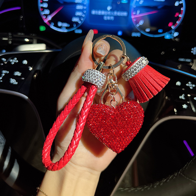 Cuerdas de trenzado creativas bordilla barro cerámica amor llavero personalidad llavero de automóvil de moda bolsos colgantes