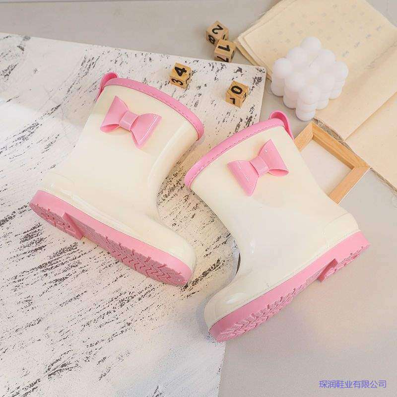 Children's Rain Boots Princess Girls Kindergarten Baby Students Non-Slip Fleece-Lined Rain Boots Glue Shoes Kidsren's Cute Kidsren's Shoes