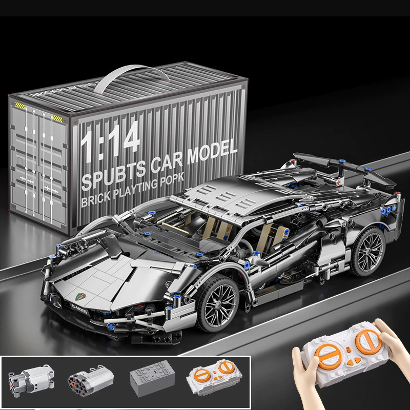 Серебристый гоночный автомобиль LEGO для мальчиков, конструктор, игрушка, пульт дистанционного управления, подарочный набор на день рождения