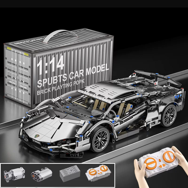 Серебристый гоночный автомобиль LEGO для мальчиков, конструктор, игрушка, пульт дистанционного управления, подарочный набор на день рождения