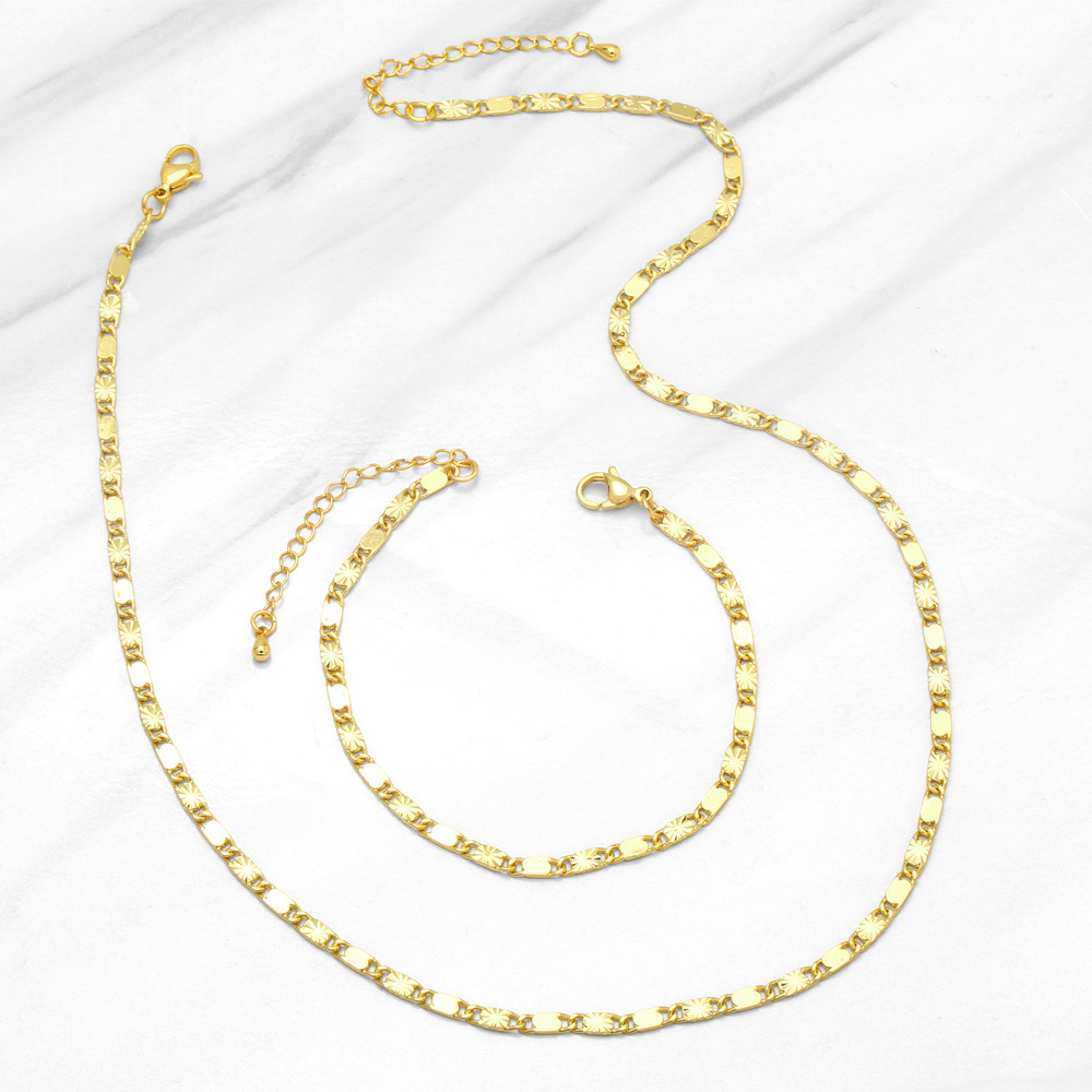 Fashion Simple 18K Gold Plated Starry Geometric  Women Copper Necklace Bracelet