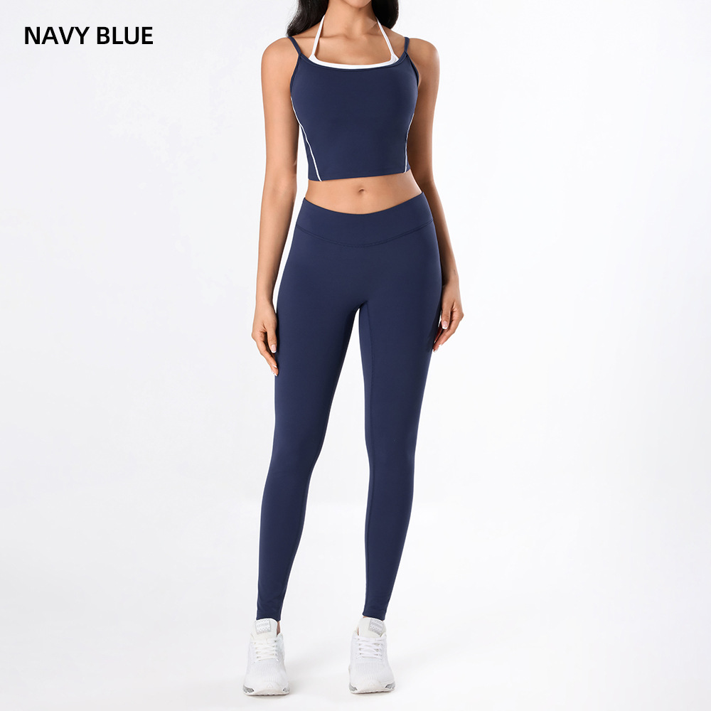 Yoga desnudo chaleco de mujer nuevo cintura alta hip running pantalones de entrenamiento elástico ajuste conjunto de ropa de entrenamiento