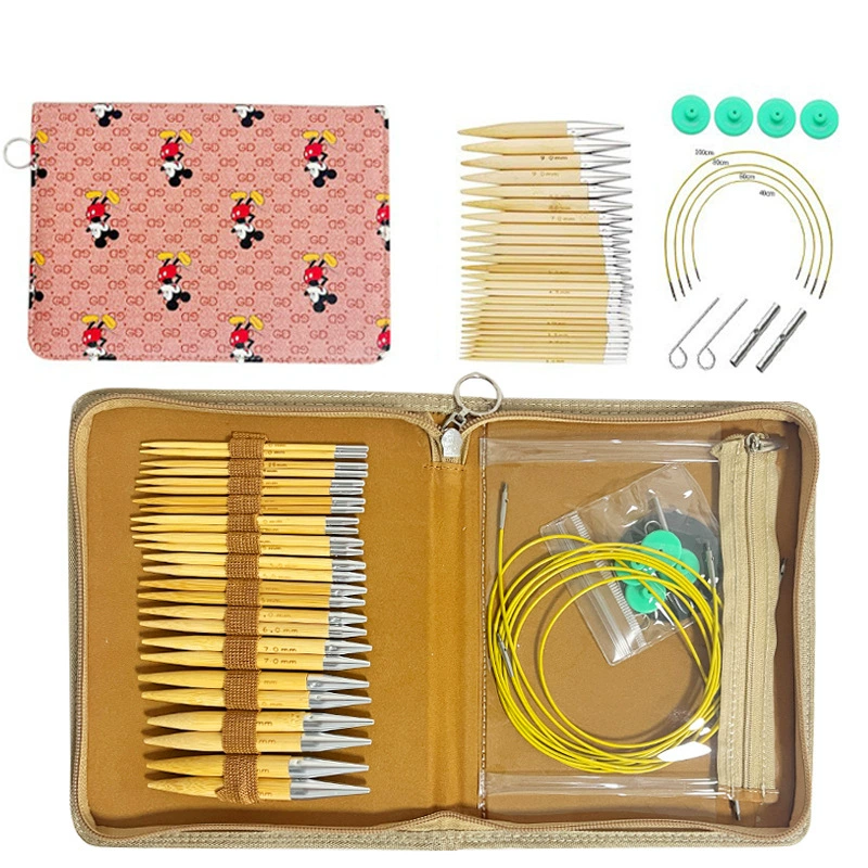 Инструмент для трансграничного вязания игла для свитера Новое Отбеленное бамбуковое кольцо игла для разборки кольца набор игл из полиуретановой сумки аксессуары для ремня