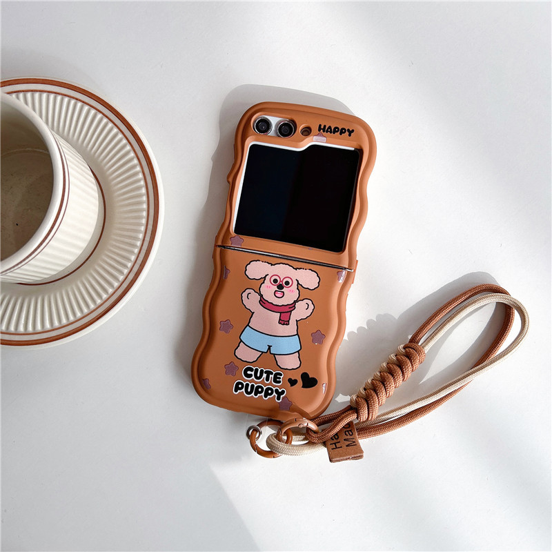 Korean style scarf dog for Samsung zflip 5 fold folding screen phone case Samsung Galaxy ZFLIP4 lanyard_voghion.com