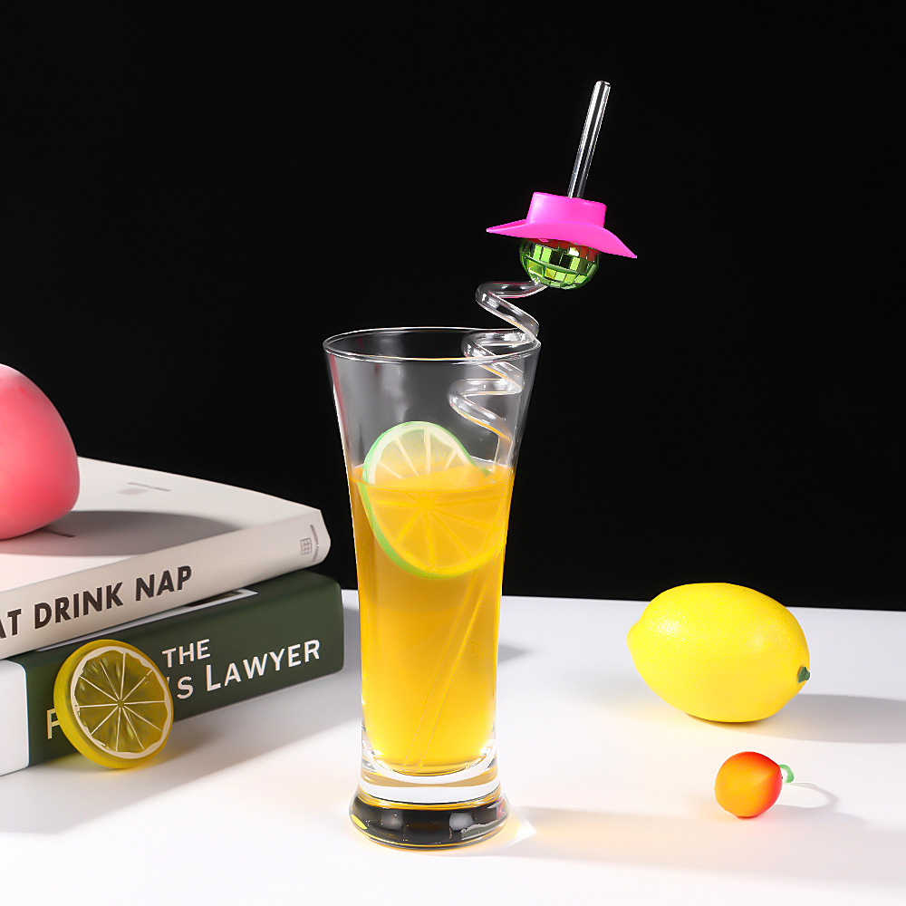 Disco bola vaquero sombrero pajita transfronteriza tema de Navidad fiesta copa de vino pajita fiesta de cumpleaños suministros de decoración