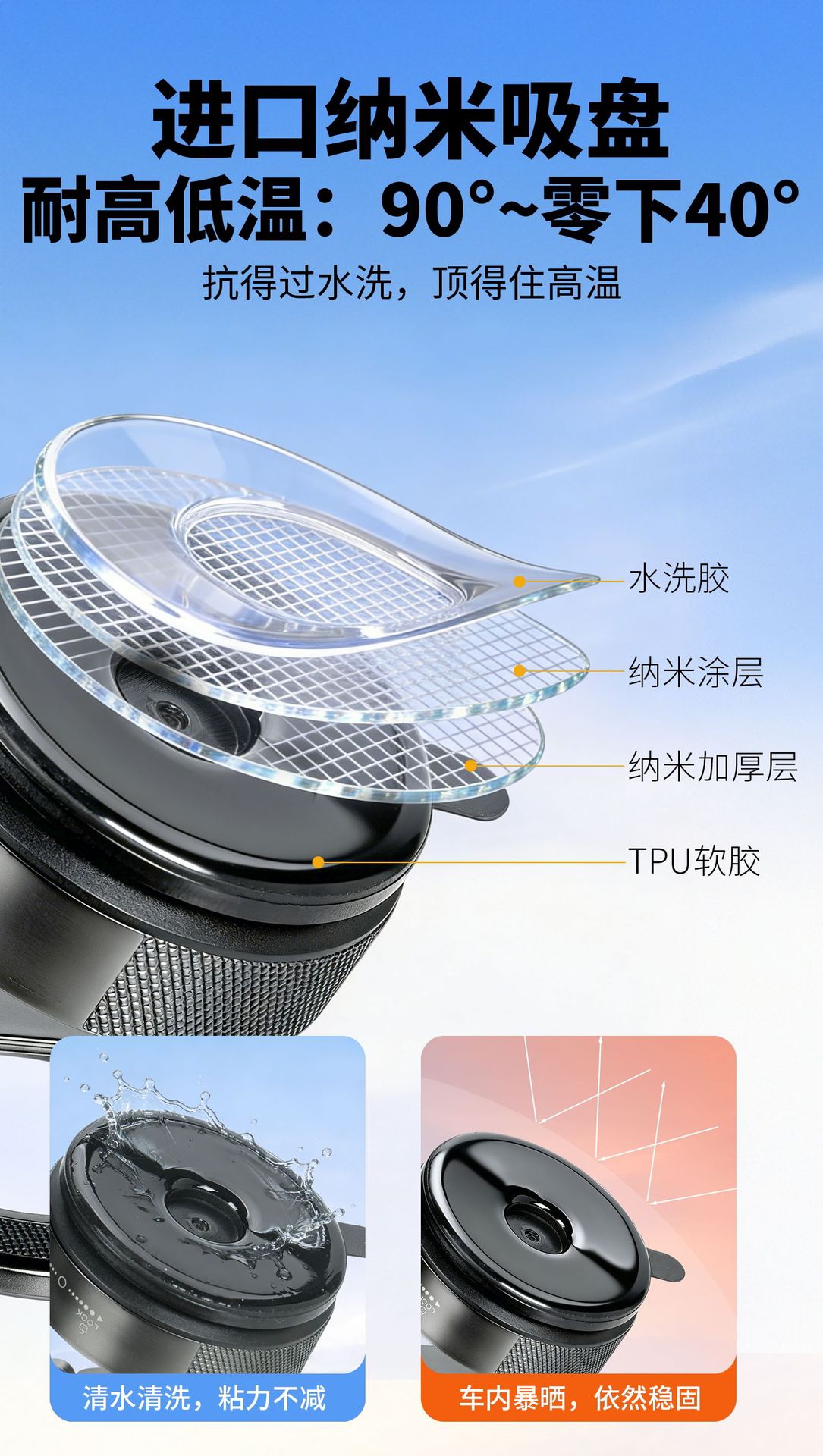 Cross-Border Car Mobile Phone Holder, Three-Axis Foldable, All-Metal, Vacuum Adsorption, Magnetic Car Mount, Dashboard Windshield Mount