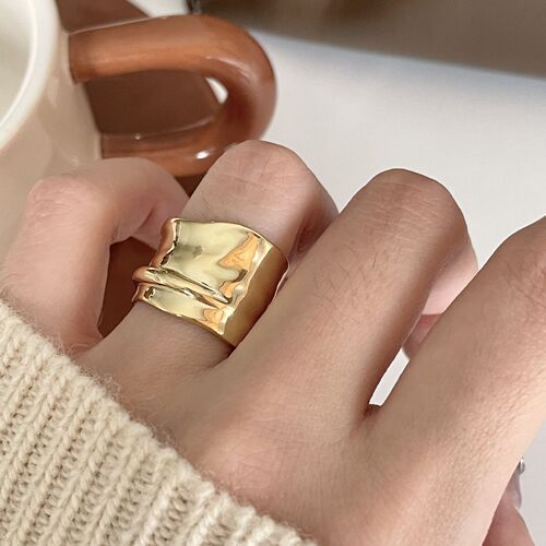 Fan Zhiqiao European and American 925 sterling silver heavy industry wide ring hand jewelry for women minimalist female design ins internet celebrity ring