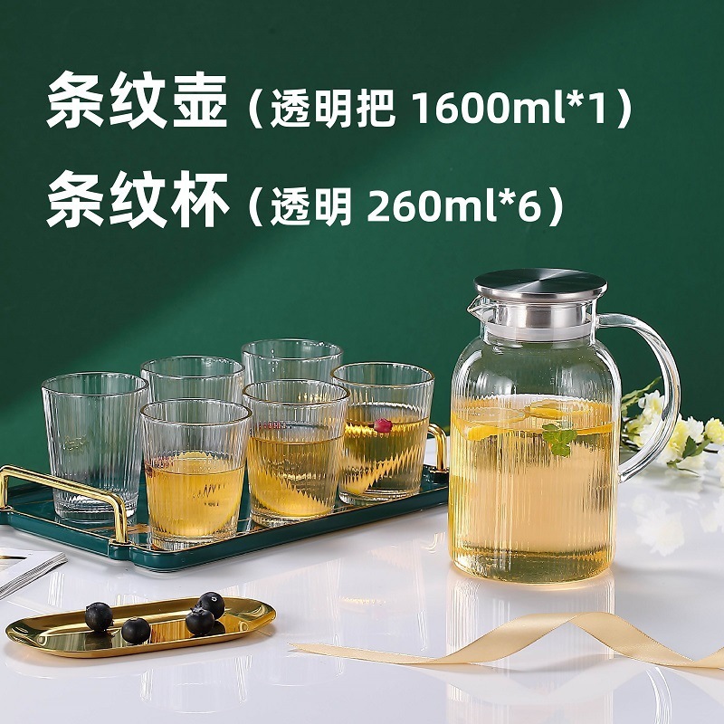 tetera de agua fría de vidrio tetera de agua fría doméstica resistente a altas temperaturas taza de agua fría resistente al calor a prueba de explosiones de gran capacidad tetera de té abierta fría image 24