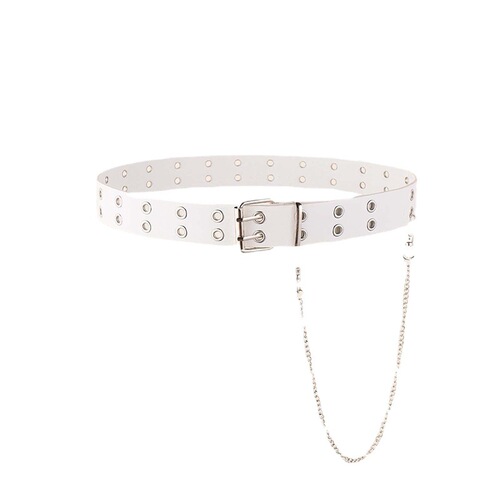 European and American New Creative Dual Exhaust Eye Chain Sports Waist Belt Cross-Border Punk Style Simple Retro Leather Fashion Belt
