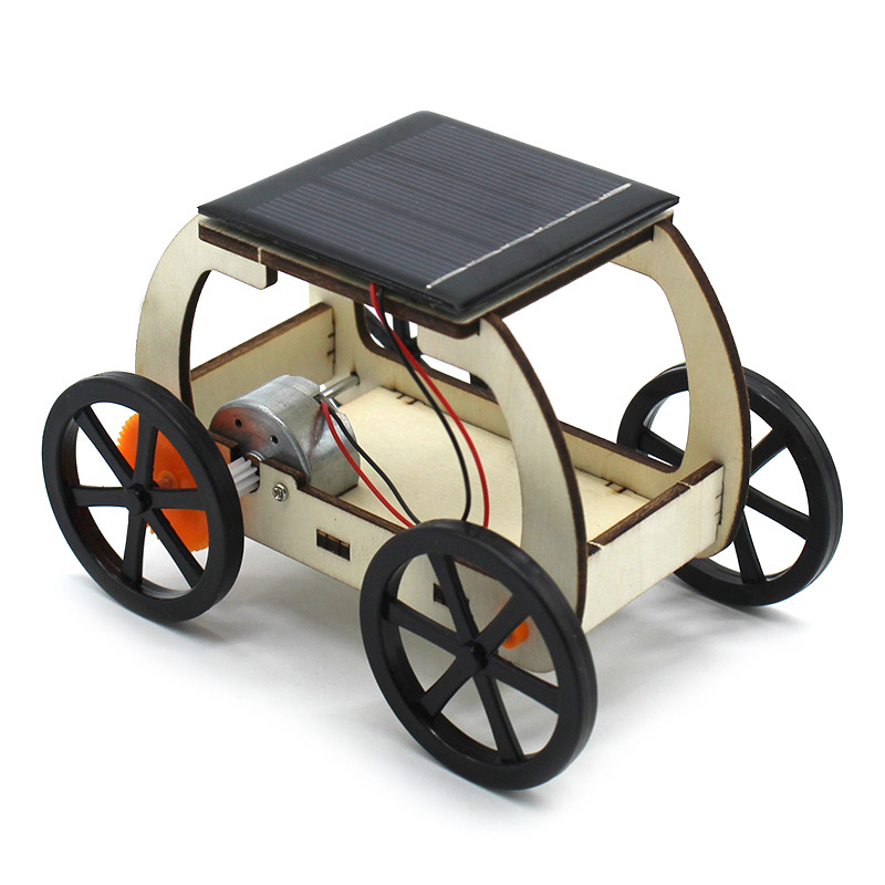 木製ソーラーカー5号（黒輪） ソーラーカー科学技術工作組み立て教育教材模型