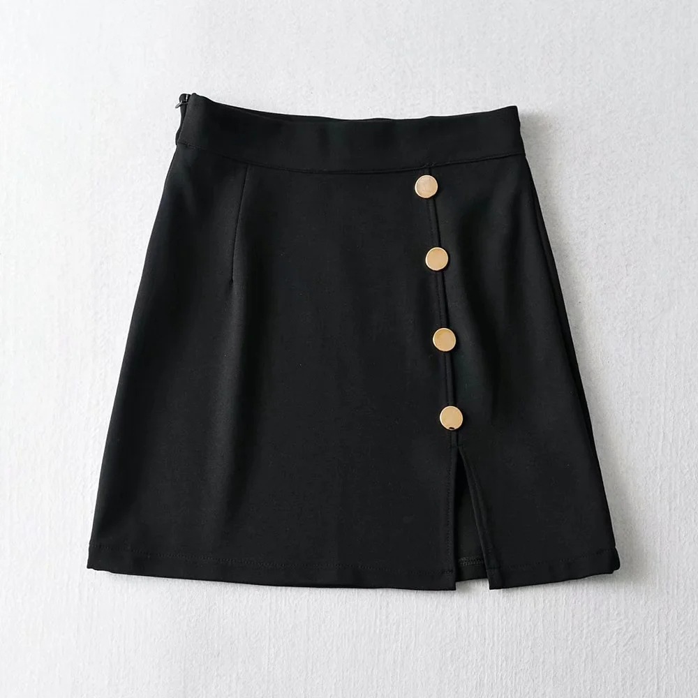 retro side-breasted high waist skirt  NSAC24853