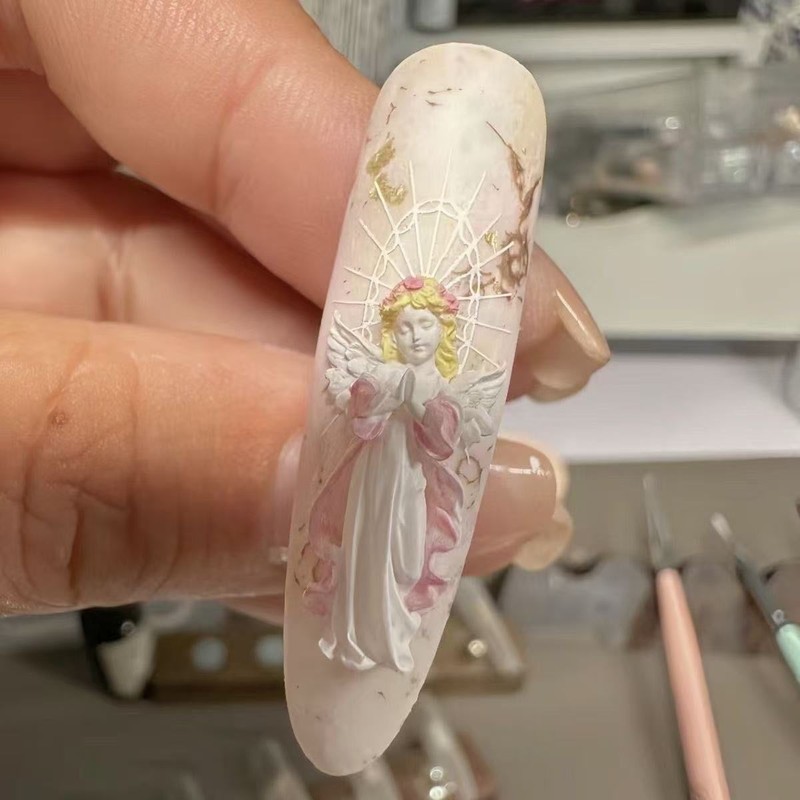网红款法式爱神降临美甲模具3d立体硅胶模具diy美甲模具美甲店|undefined