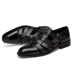 夏季男士鏤空皮鞋打孔透氣洞洞爸爸鞋商務休閒牛皮涼鞋男鞋