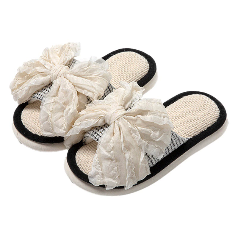 Трансграничные амазонские банты льняные тапочки для интерьера европейские и американские тапочки для летнего дома