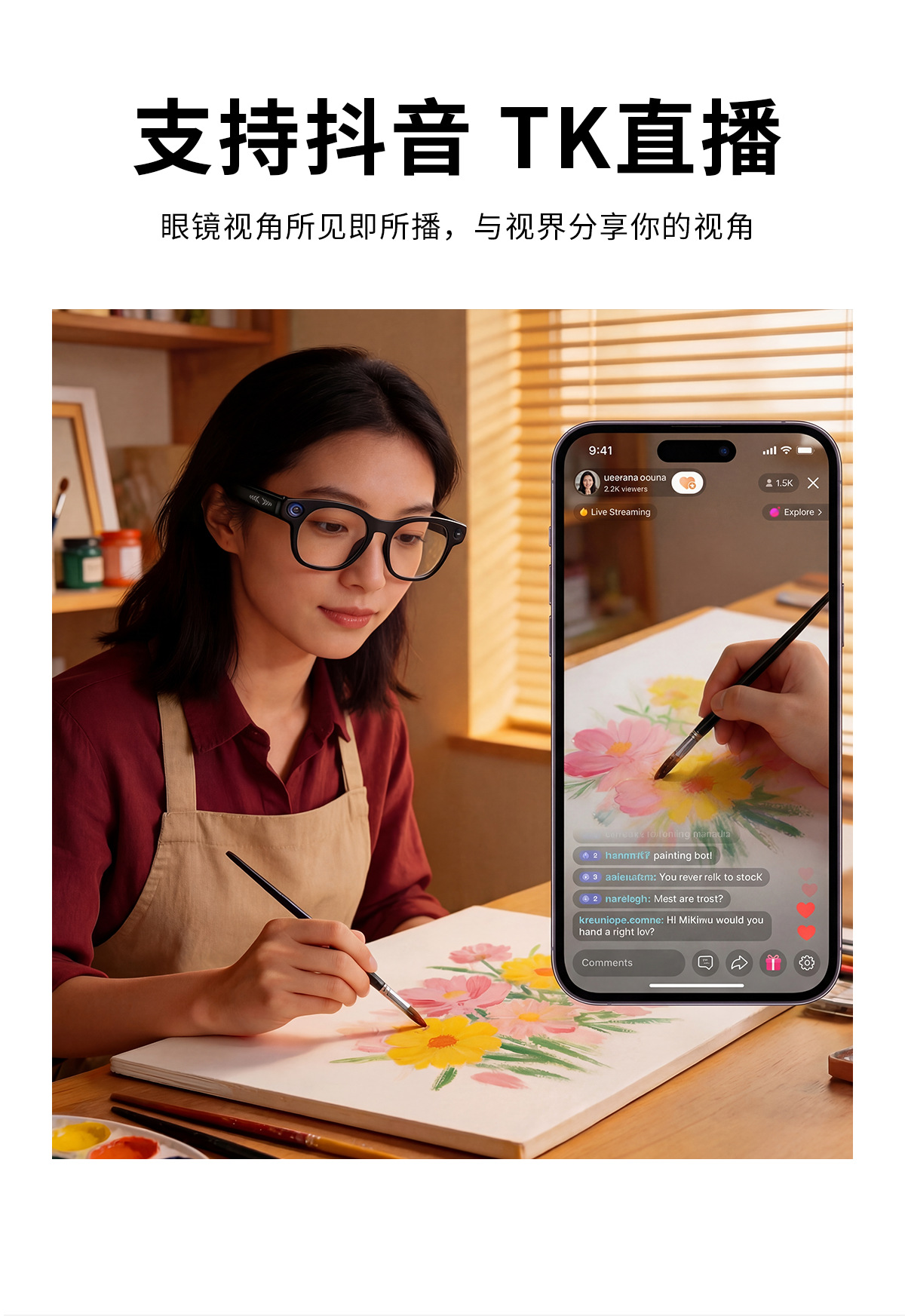 CY03 intelligente Brille mit Kamera 800W Pixel Foto Video Aufnahme austauschbare Gläser KI intelligente Brille