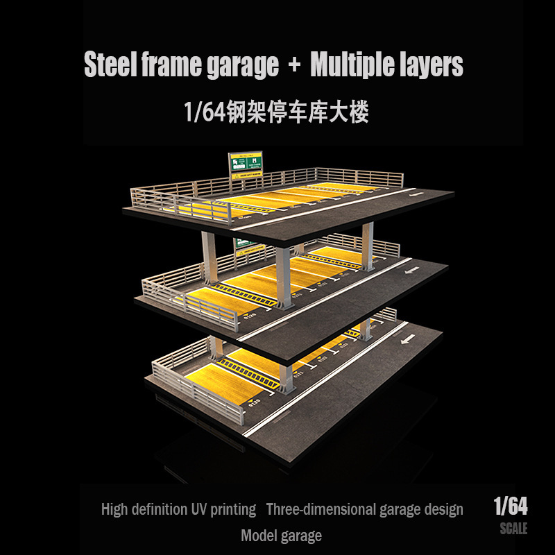 1/64 Parking Lot Multi-Layer Storage Artificial Parking Garage Model Scene Alloy Car Toy Car Ornaments Cross-Border
