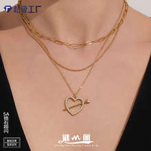 谜丽夏季海洋风DIY小鲸鱼锁骨项链一箭穿心吊坠欧美跨境钛钢饰品