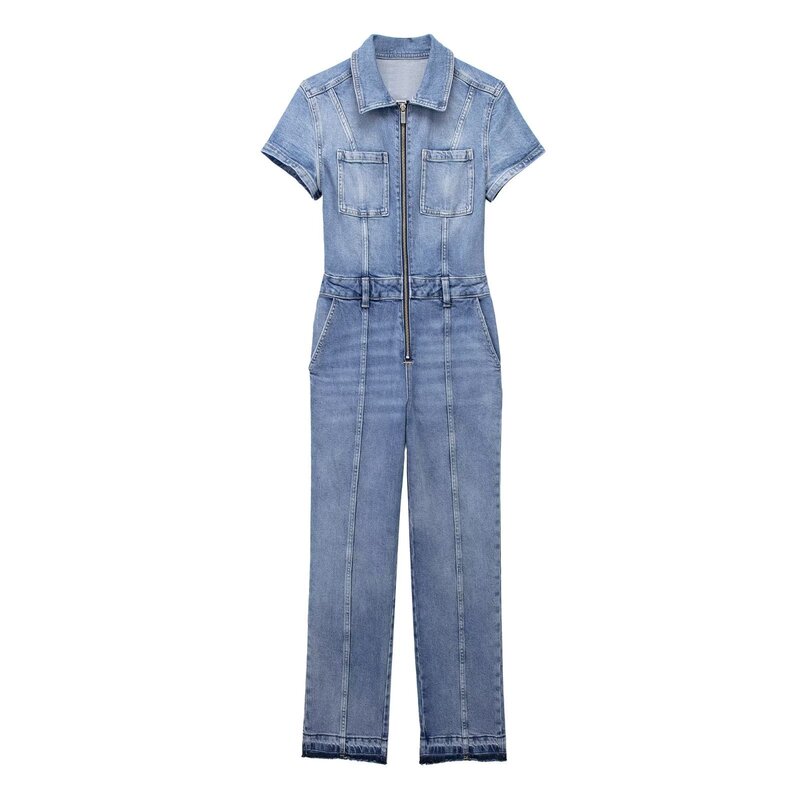 2023 New Autum Women's European and American Style Long Denim Jumpsuit 7223245