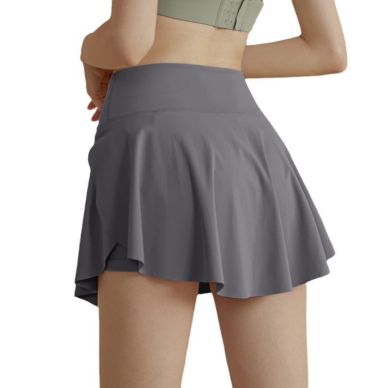 露出防止テニススカート、フィットネススポーツショートスカート、女性用速乾プリーツスカートパンツ、ショート丈ハイウエストヨガスカート、夏用高級感|undefined