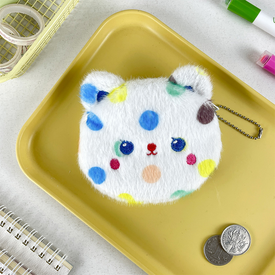 Coin Purse Bags Type Kid'S Animal Polka Dots Plush Zipper Kids Wallets