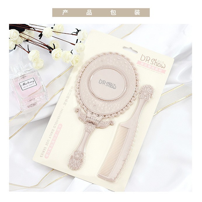 N3132 retro mango espejo peine traje vestidor espejo de maquillaje portátil espejo Yiwu 10 yuanes tienda 9,9 suministro