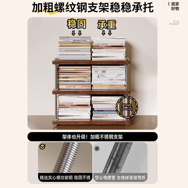 复古杯子收纳架桌面光轴置物架咖啡角实木杯架餐边柜桌上转角架子|undefined