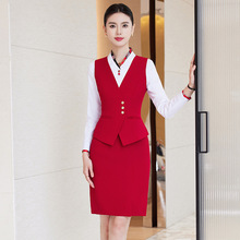 职业西装马甲套装女夏季气质美容师酒店前台接待服务员工作服工装