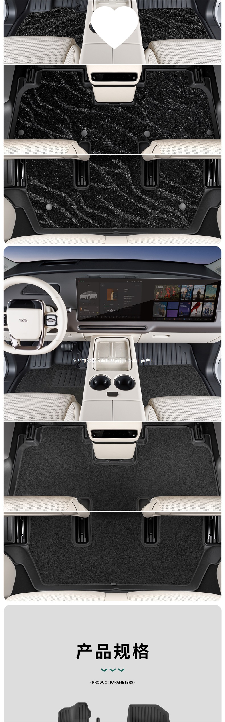 Suitable for Ideal i6/i8 car models: TPE starry sky carpet, trunk mat, and backrest pad accessories