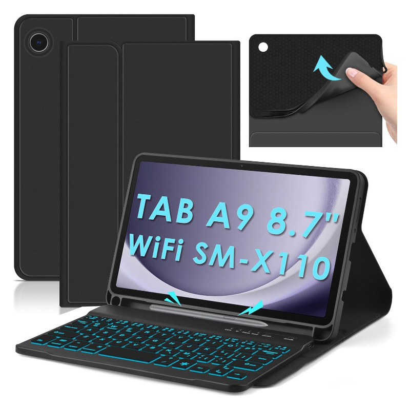 For Samsung tablet A9 backlit detachable Bluetooth keyboard magnetic protective cover with pen slot A7Lite 8.7 inch