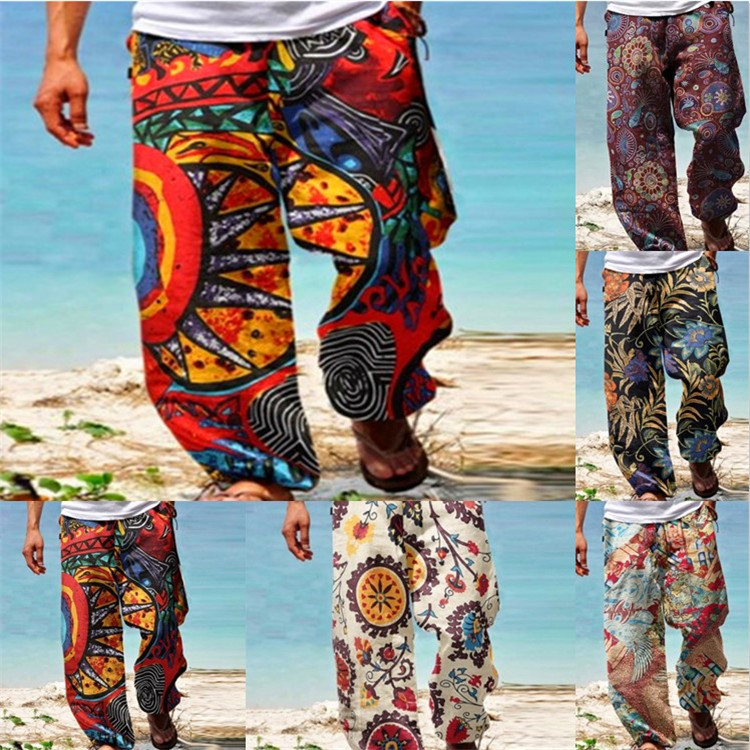 European and American Independent Station New Men's Printed Loose Casual Long Trousers for Youth