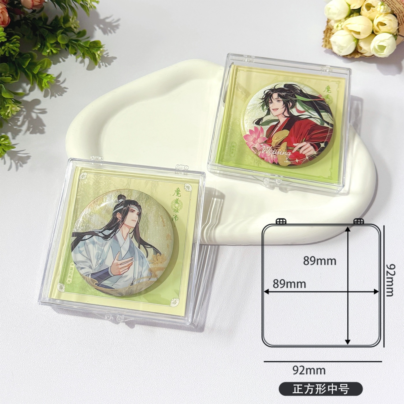 透明バッジ収納ディスプレイボックス、高透明アクリル製卓上整理ボックス、ポータブル