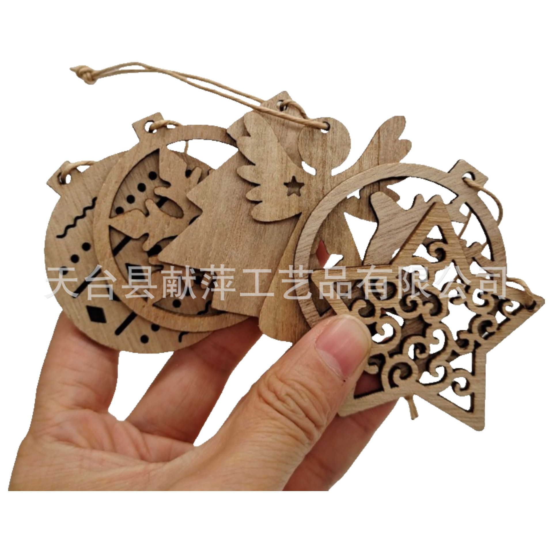 Christmas wooden carved pendant