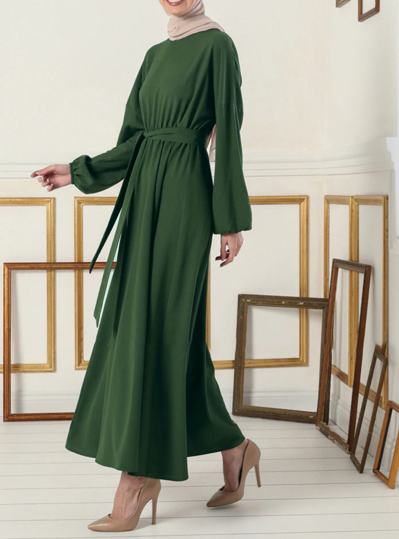 2021 Middle Eastern Women's Bat Sleeve Abaya Long Dress Muslim Arab Clothing Elegant_ecoleips.com