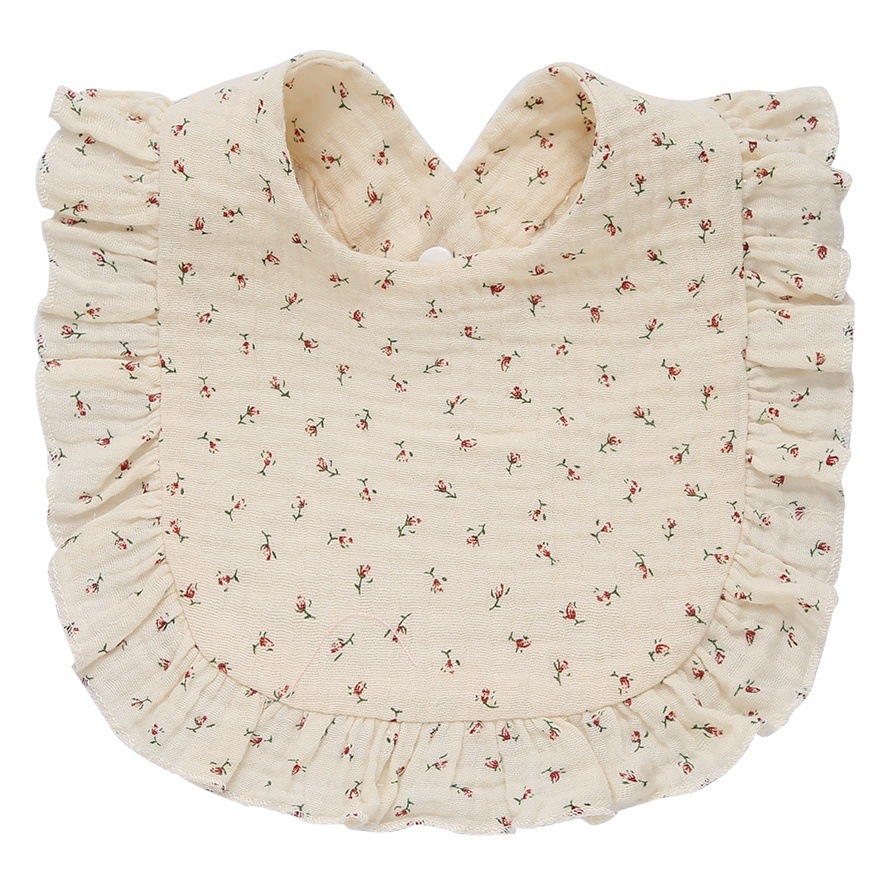 2023 toalla de saliva para bebé con volantes babero de encaje de gasa con estampado de algodón para bebé babero babero de saliva transfronterizo