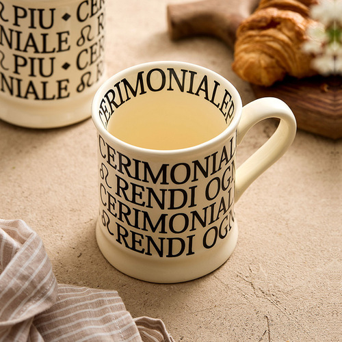 Roman Impression Letter Ceramic Milk Glass High-Heeled Cup Coffee Cup Cream Series Breakfast Cup