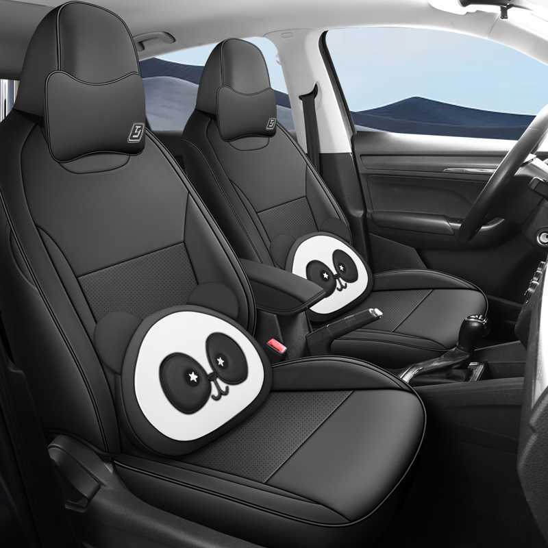 Car Seat Cushion | Skoda Modelə uyğun (Original) oturacaq örtükləri - mysterious-black-cartoon-edition-note-car-model-year-rear-row-half-cover